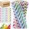 Eaasty 3000 Pcs Colored Paper Straws Bulk Disposable Striped Drinking Paper Straws for Summer Juice, Shakes, Cocktail,7.87 Inches, 0.24'' Diameter